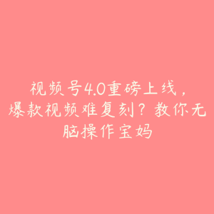 视频号4.0重磅上线,爆款视频难复刻?教你无脑操作宝妈-51自学联盟