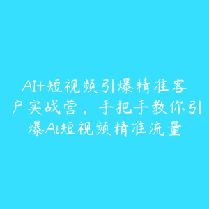 AI+短视频引爆精准客户实战营，手把手教你引爆Ai短视频精准流量-51自学联盟