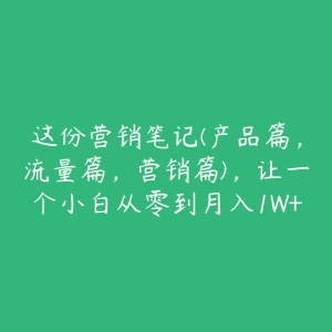 这份营销笔记(产品篇,流量篇,营销篇),让一个小白从零到月入1W+-51自学联盟