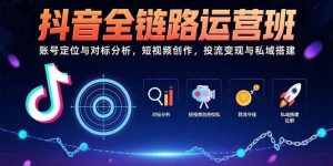 抖音全链路运营班：账号定位与对标分析，短视频创作，投流变现与私域搭建-51自学联盟