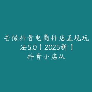 芒禄抖音电商抖店正规玩法5.0【2025新】抖音小店从-51自学联盟
