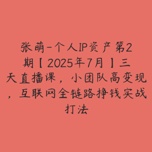 张萌-个人IP资产第2期【2025年7月】三天直播课,小团队高变现,互联网全链路挣钱实战打法-51自学联盟