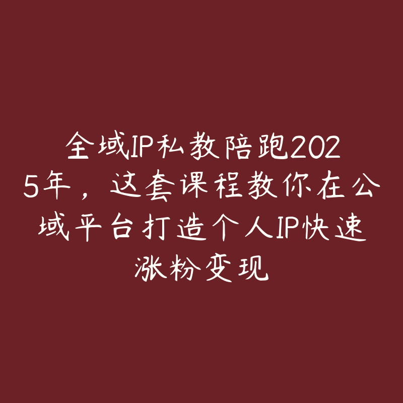 全域IP私教陪跑2025年,这套课程教你在公域平台打造个人IP快速涨粉变现