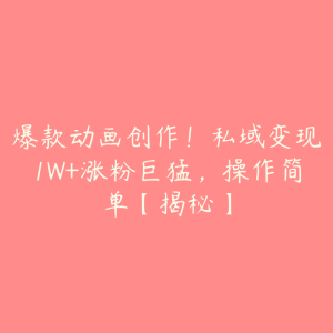 爆款动画创作！私域变现1W+涨粉巨猛，操作简单【揭秘】-51自学联盟