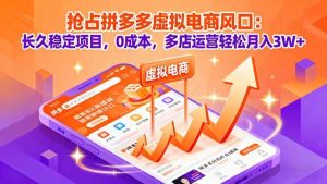 抢占拼多多虚拟电商风口:长久稳定项目,0成本,多店运营轻松月入3W+-51自学联盟