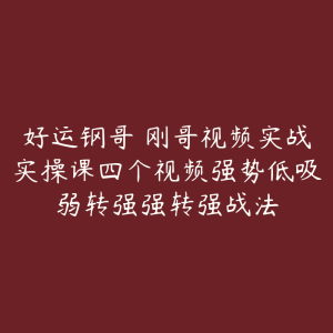 好运钢哥 刚哥视频实战实操课四个视频强势低吸弱转强强转强战法-51自学联盟
