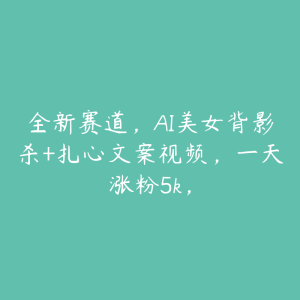 全新赛道，AI美女背影杀+扎心文案视频，一天涨粉5k，-51自学联盟