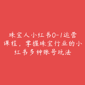 珠宝人小红书0-1运营课程,掌握珠宝行业的小红书多种账号玩法-51自学联盟