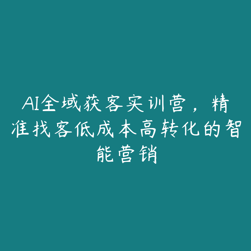 AI全域获客实训营,精准找客低成本高转化的智能营销