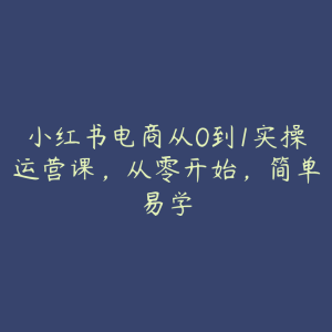小红书电商从0到1实操运营课，从零开始，简单易学-51自学联盟