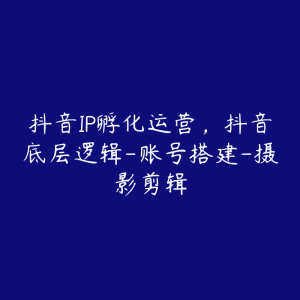 抖音IP孵化运营,抖音底层逻辑-账号搭建-摄影剪辑-51自学联盟