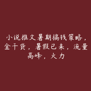 小说推文暑期搞钱策略,全干货,暑假已来,流量高峰,火力-51自学联盟