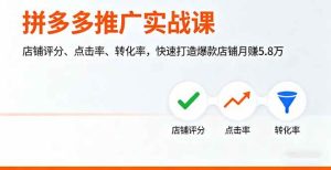 拼多多推广实战课，店铺评分、点击率、转化率，快速打造爆款店铺月赚5.8万-51自学联盟