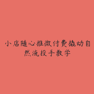 小店随心推微付费撬动自然流投手教学-51自学联盟