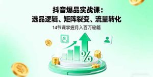 抖音爆品实战课:选品逻辑、矩阵裂变、流量转化,14节课掌握月入百万秘籍-51自学联盟