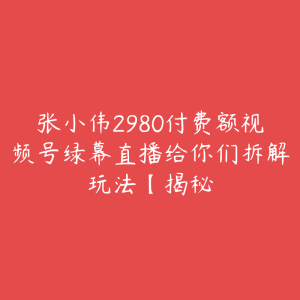 张小伟2980付费额视频号绿幕直播给你们拆解玩法【揭秘-51自学联盟