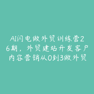 AI闪电做外贸训练营26期，外贸建站开发客户内容营销从0到3做外贸-51自学联盟