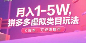 月入1-5W，拼多多虚拟类目玩法，0成本，可矩阵操作-51自学联盟
