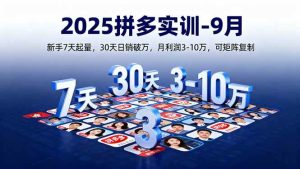 2025拼多多实训-9月:新手7天起量,30天日销破万,月利润3-10万,可矩阵复制-51自学联盟