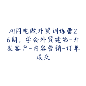 AI闪电做外贸训练营26期,学会外贸建站-开发客户-内容营销-订单成交-51自学联盟