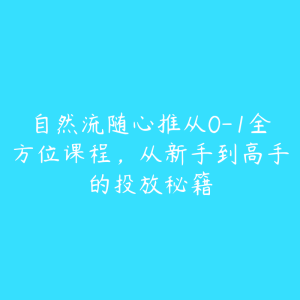 自然流随心推从0-1全方位课程,从新手到高手的投放秘籍-51自学联盟