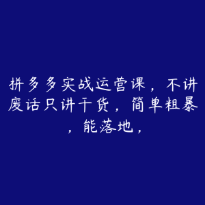 拼多多实战运营课,不讲废话只讲干货,简单粗暴,能落地,-51自学联盟