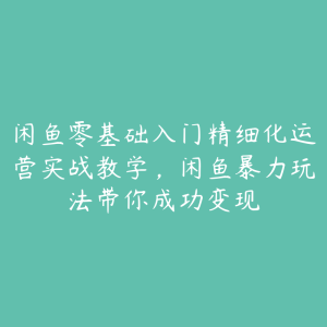 闲鱼零基础入门精细化运营实战教学,闲鱼暴力玩法带你成功变现-51自学联盟