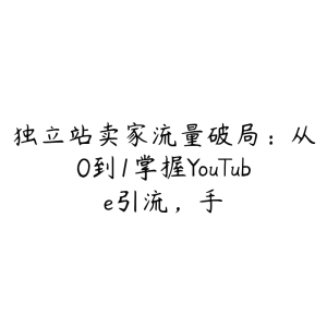 独立站卖家流量破局:从0到1掌握YouTube引流,手-51自学联盟