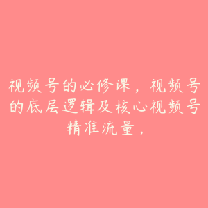 视频号的必修课,视频号的底层逻辑及核心视频号精准流量,-51自学联盟