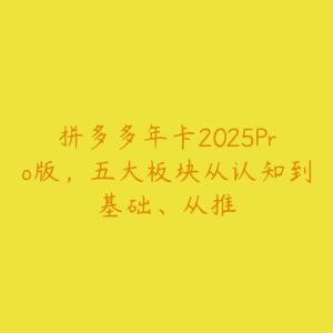 拼多多年卡2025Pro版,五大板块从认知到基础、从推-51自学联盟
