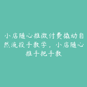 小店随心推微付费撬动自然流投手教学，小店随心推手把手教-51自学联盟