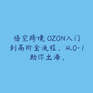 悟空跨境・OZON入门到高阶全流程，从0-1助你出海，-51自学联盟