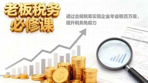 老板税务必修课，通过合规税筹实现企业年省税百万级，提升税务免疫力-51自学联盟