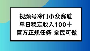 视频号小众赛道，单日稳定收入100+，适合所有人-51自学联盟