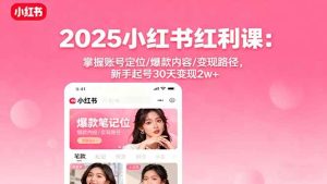 2025小红书红利课:掌握账号定位/爆款内容/变现路径,新手起号30天变现2w+-51自学联盟