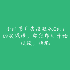 小红书广告投放从0到1的实战课,学完即可开始投放,拒绝-51自学联盟