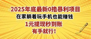 2025年底最新0撸暴利项目,在家也能躺赚,1元秒提现,有手就行!-51自学联盟