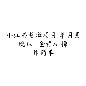 小红书蓝海项目 单月变现1w+ 全程AI 操作简单-51自学联盟