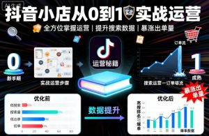 抖音小店从0到1实战运营,帮你全方位掌握小店运营,提升搜索数据与出单量-51自学联盟