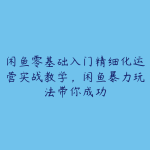 闲鱼零基础入门精细化运营实战教学，闲鱼暴力玩法带你成功-51自学联盟