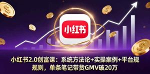小红书2.0创富课:系统方法论+实操案例+平台规则,单条笔记带货GMV破20万-51自学联盟
