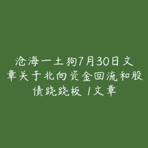 沧海一土狗7月30日文章关于北向资金回流和股债跷跷板 1文章-51自学联盟