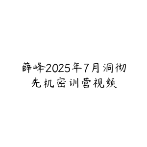 薛峰2025年7月洞彻先机密训营视频-51自学联盟