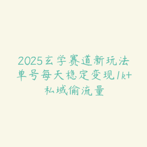 2025玄学赛道新玩法单号每天稳定变现1k+私域偷流量-51自学联盟