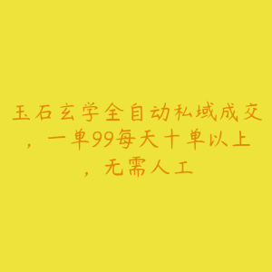 玉石玄学全自动私域成交，一单99每天十单以上，无需人工-51自学联盟