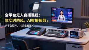 全平台无人直播课程:非实时防风+AI智播智剪+多平台矩阵,10月全套技术-51自学联盟