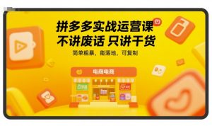 拼多多实战运营课,不讲废话只讲干货,简单粗暴,能落地,可复制-51自学联盟