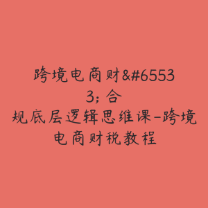 跨境电商财��合规底层逻辑思维课-跨境电商财税教程-51自学联盟