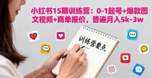 小红书15期训练营:0-1起号+爆款图文视频+商单报价,普遍月入5k-3w-51自学联盟