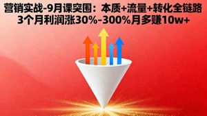 营销实战-9月突围课:本质+流量+转化全链路 3个月利润涨30%-300%月多赚10w+-51自学联盟